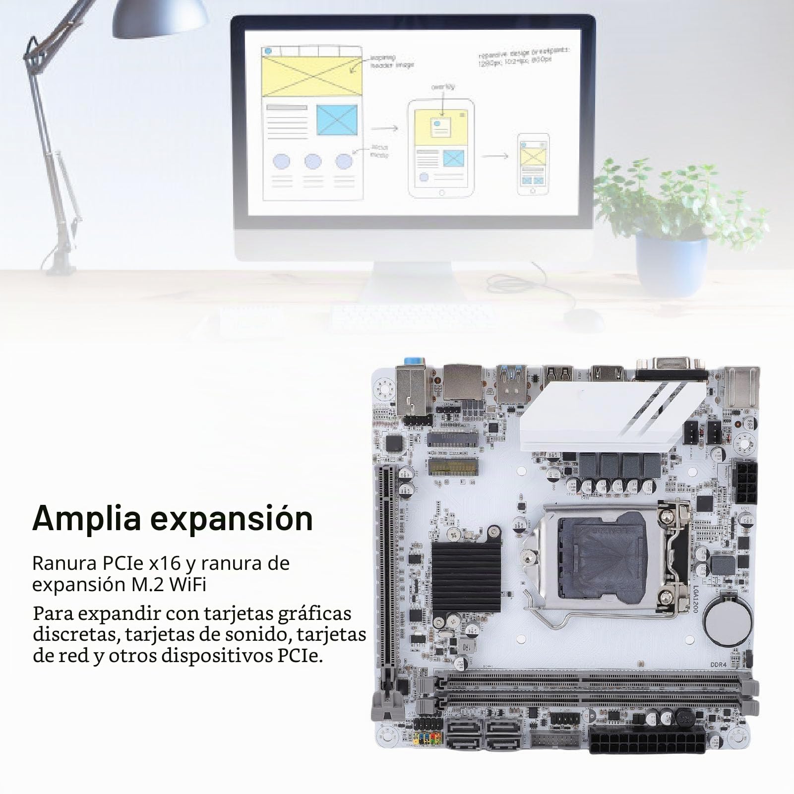 Placa Base para Computadora, Placa Base H510 ITX Soporte LGA 1200 Placa de Escritorio Mini ITX DDR4 de Doble Canal de 64 GB con Ranura M.2 NVMe y PCIe 3.0 X16