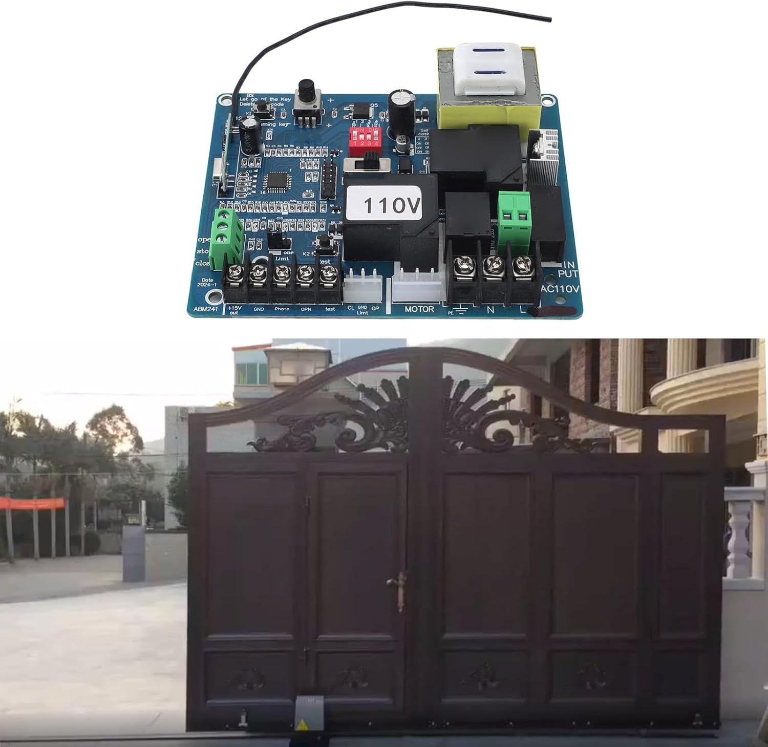 Hilitand Sliding Gate Opener Circuit Board with Remote Control, Advanced Microcomputer Control, Easy Installation and Use for Factories, Schools, Residences (110V), Hilitandptzxoh7ucm-11
