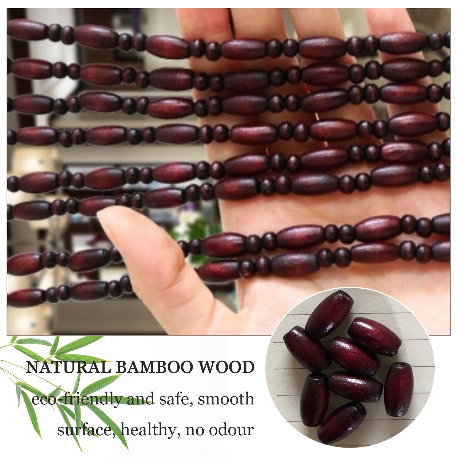 Rideau De Perles en Bois,Rideau De Porte en Perles en Bois,Rideau en Bambou Naturel Suspendus,Rideau De Porte Anti-mouches,Panneaux Décoratifs Séparation Pour Porche Terrasse,70strands-140x230cm