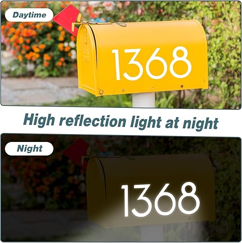 Miniatura 4 de 40 calcomanías reflectantes de números de buzón para buzón exterior, calcomanías reflectantes de vinilo impermeable del 0 al 9, números blancos