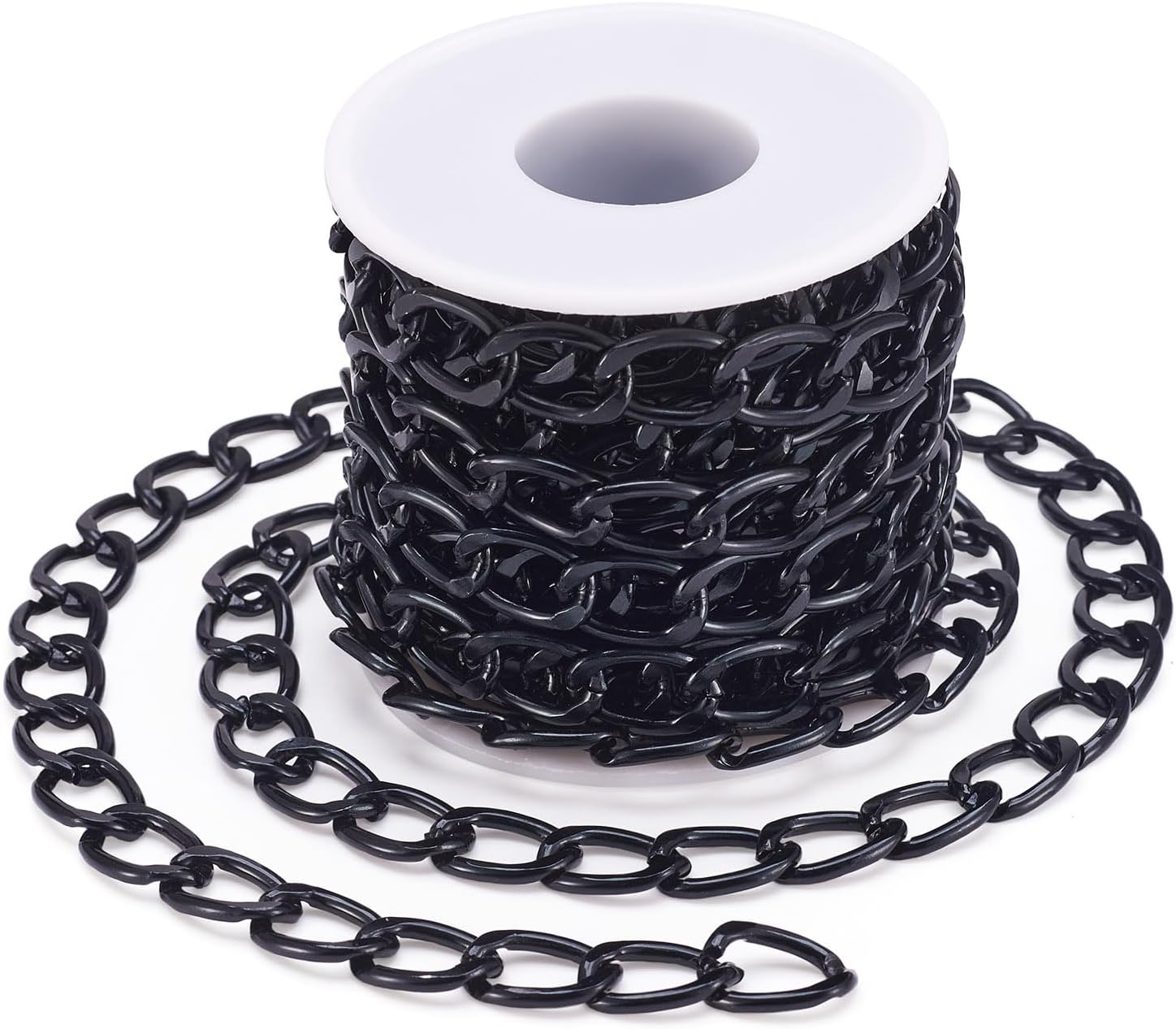 16.4 Feet Black Aluminum Curb Chains 16x11mm Unwelded Oval Faceted Link Chain Black Cut Craft Chain Twisted Chain Links Metal Jewelry Craft Chain for DIY Necklace Bracelet Jewelry Making