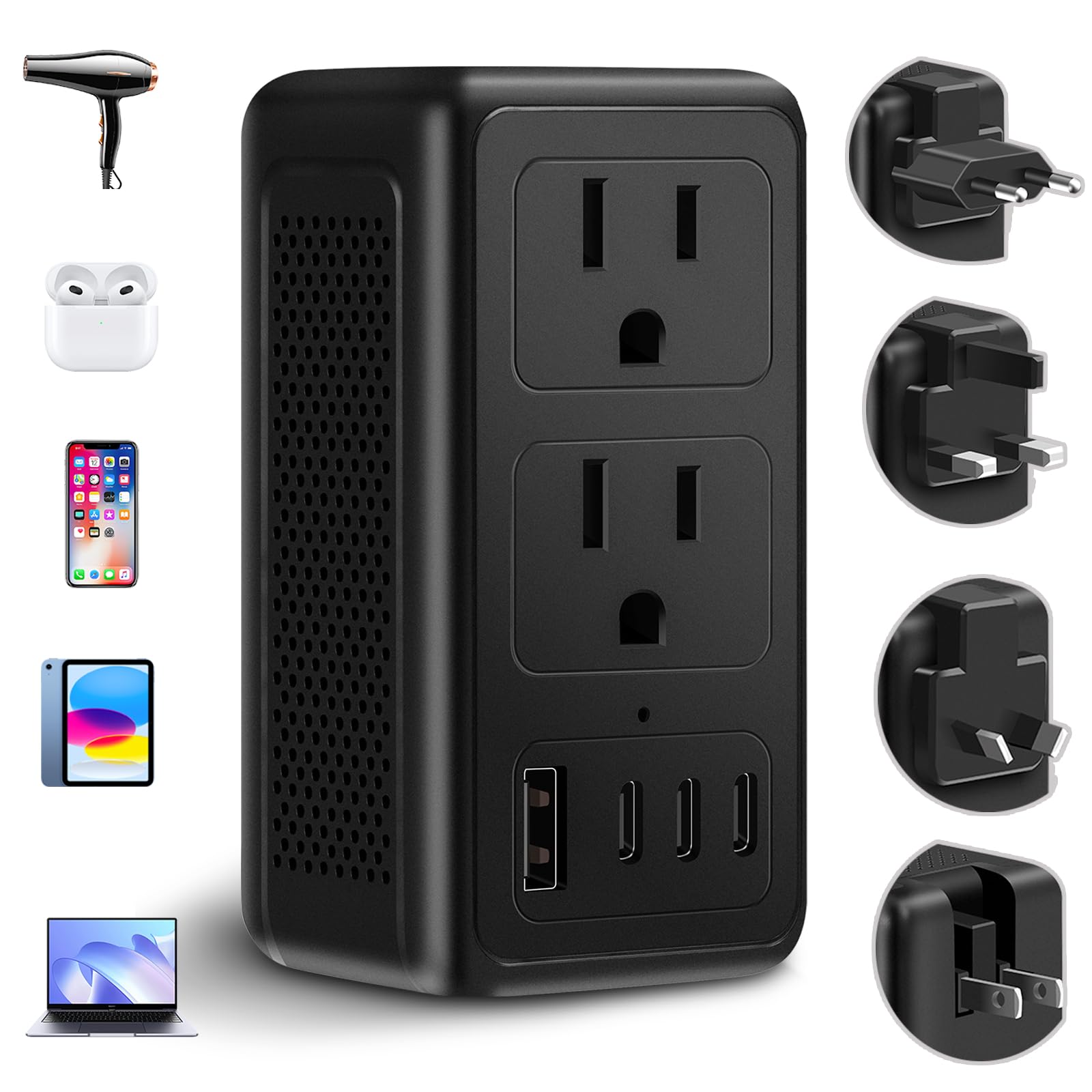 2000W 220V to 110V Voltage Converter US to Europe for Hair Dryer, Converter European Travel Converter Fast Charging, Power Converter Adapter Combo for 200+ Countries-image-14