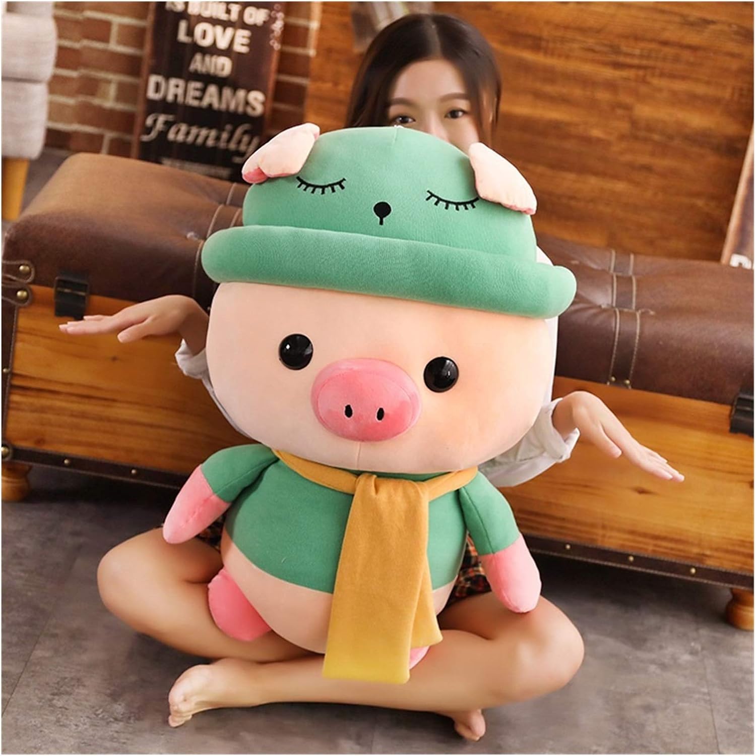 ぬいぐるみ 1個のpcスカーフかわいい貯金板の服を着た豪華な豚の完全ぬいぐるみ動物のカラフルな人形ぬいぐるみギフト Color Blue Height 50cm 抱き枕 色 Green Www Wr Ac Th