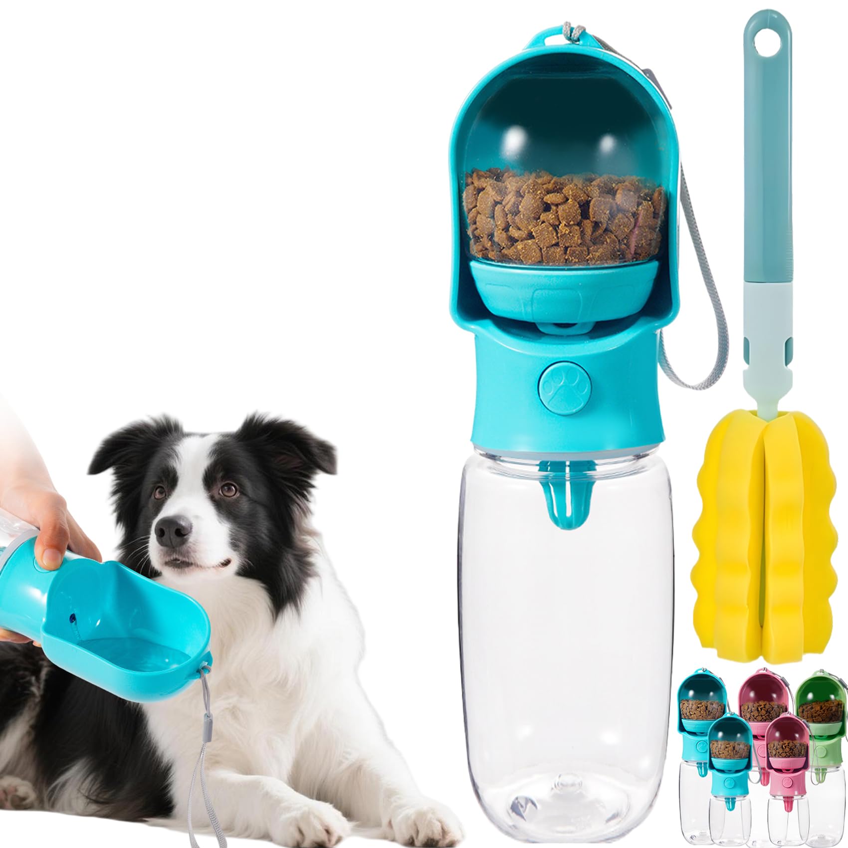 Dog Water Bottle with Food Storage Compartment Portable Pet Dispenser Dogs Stuff Water Bottle Puppy Supplies Portable Travel Dogs Bowls Dog
