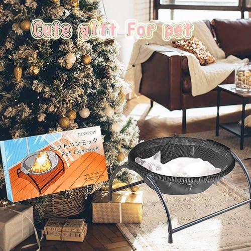 Miniatura 7 de JUNSPOW - Cama para gatos, cama para perro, hamaca para mascotas, cama de pie para gatos, suministros para mascotas, lavado completo, estructura