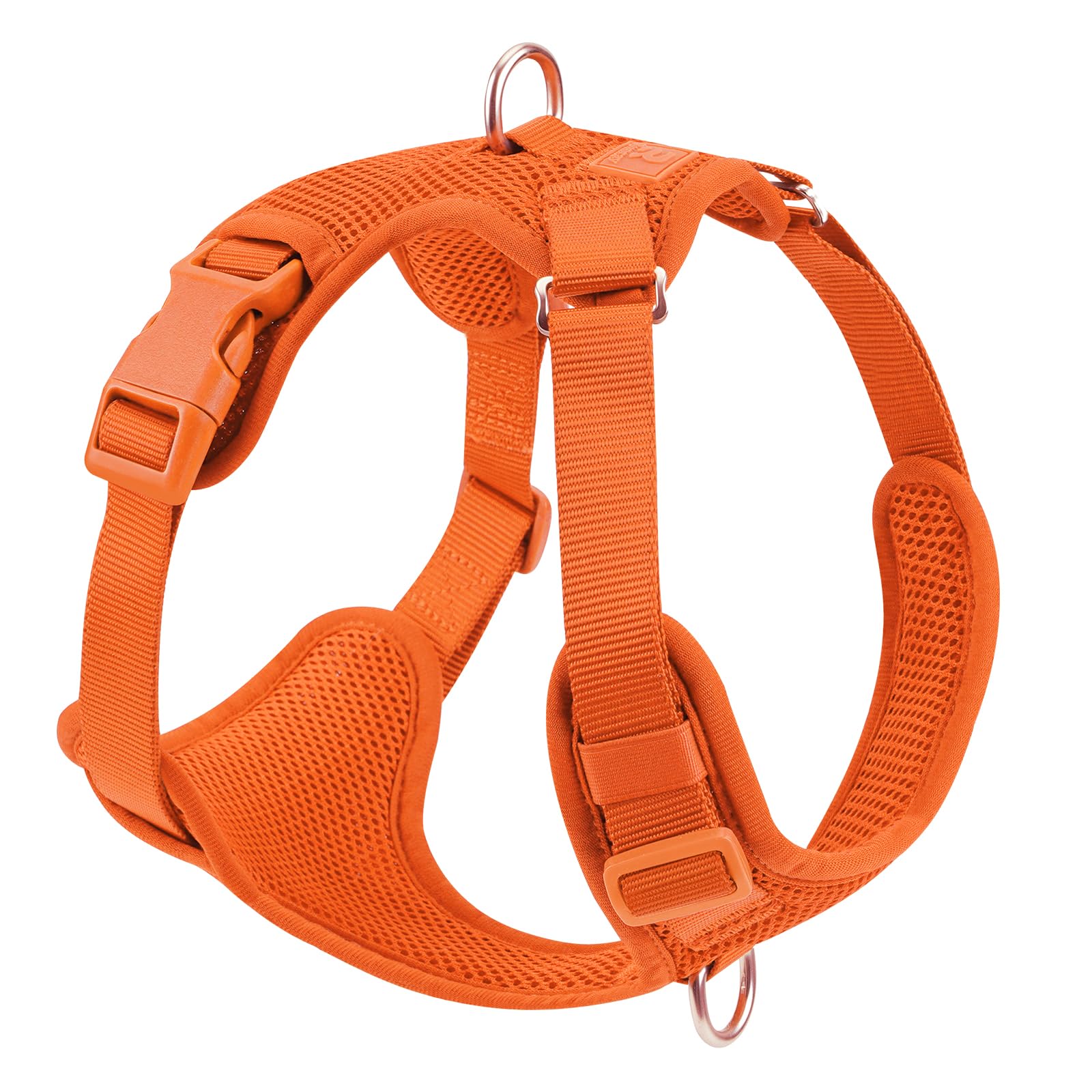 No Pull Dog Harness for Small Medium Large Dogs - Adjustable 2 Layer Mesh Dog Vest with Dual Clip, Escape Proof, Quick Release, Lightweight Breathable Mesh for Walking Hiking (Orange,M)