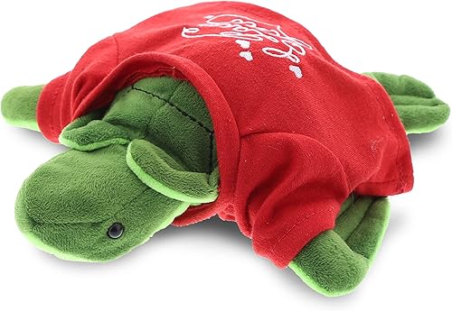 DolliBu Peluche de tortuga marina verde con texto en inglés "I Love You", bonito animal de peluche con camisa roja y nombre, regalo personalizado