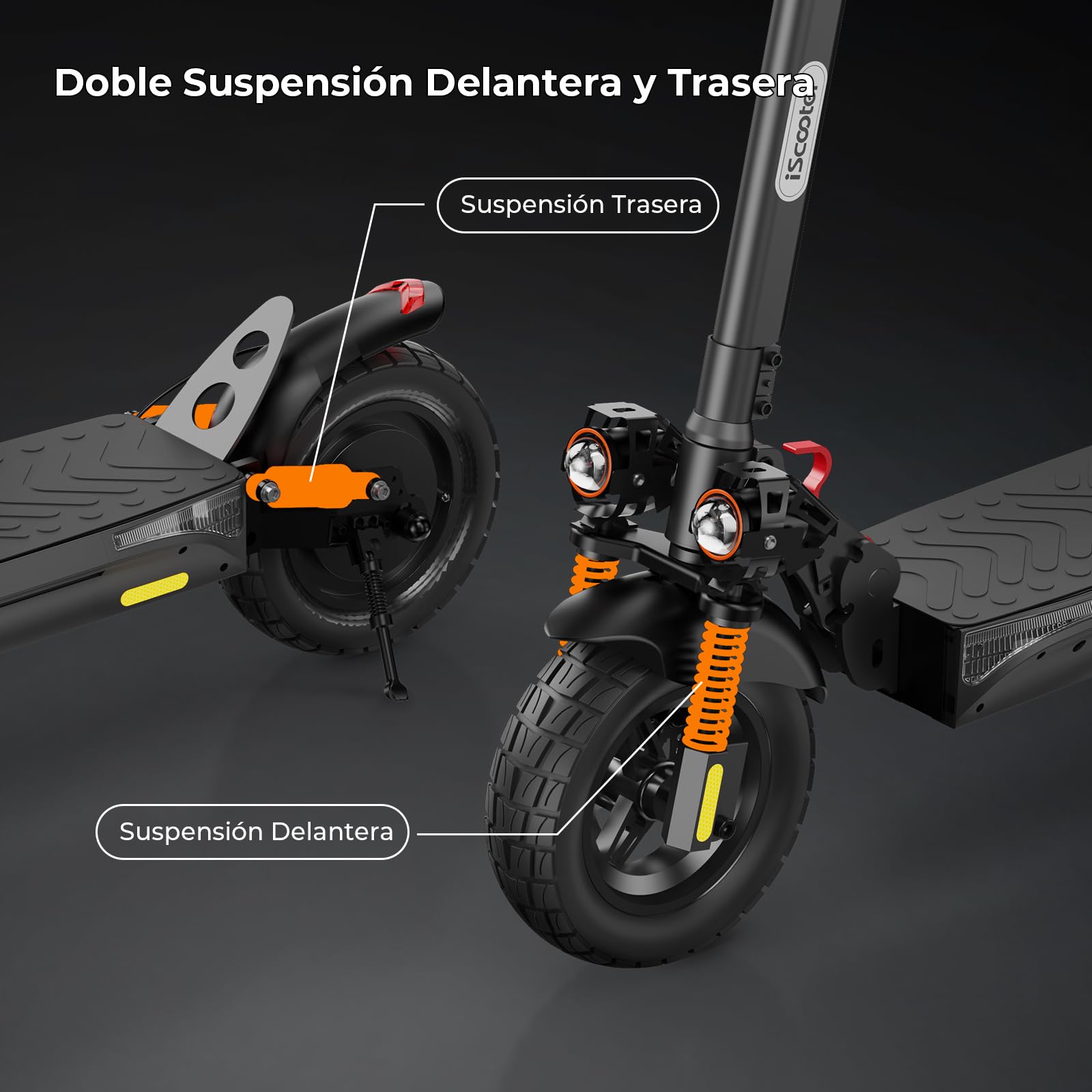 iScooter IX4 Patinete Eléctrico Adultos Todoterreno 10'', Batería de 48 V y 15 Ah, Autonomía Máxima 45 km, Diseño Plegable, Capacidad Máxima 150 kg, Cuádruple Amortiguación, App