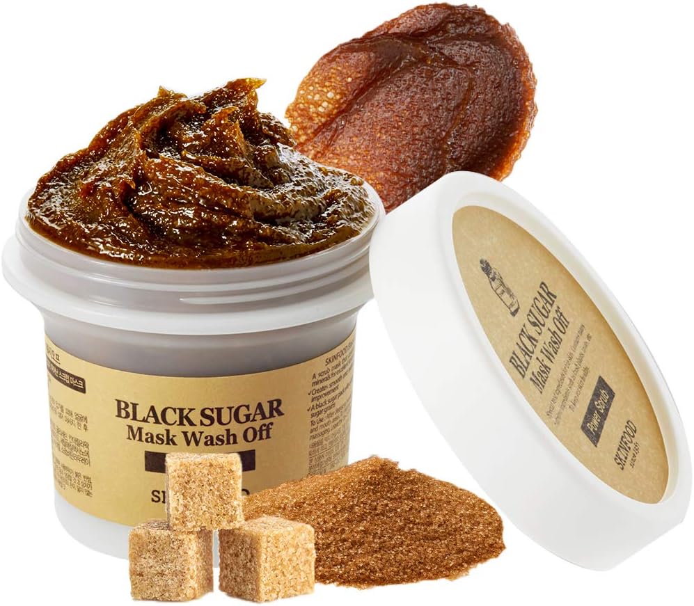 SKIN FOOD Black Sugar Exfoliating Scrub Mask Wash Off 3.52 fl. oz. - Sugar Face Scrub to Hydrate and Nourish the Skin