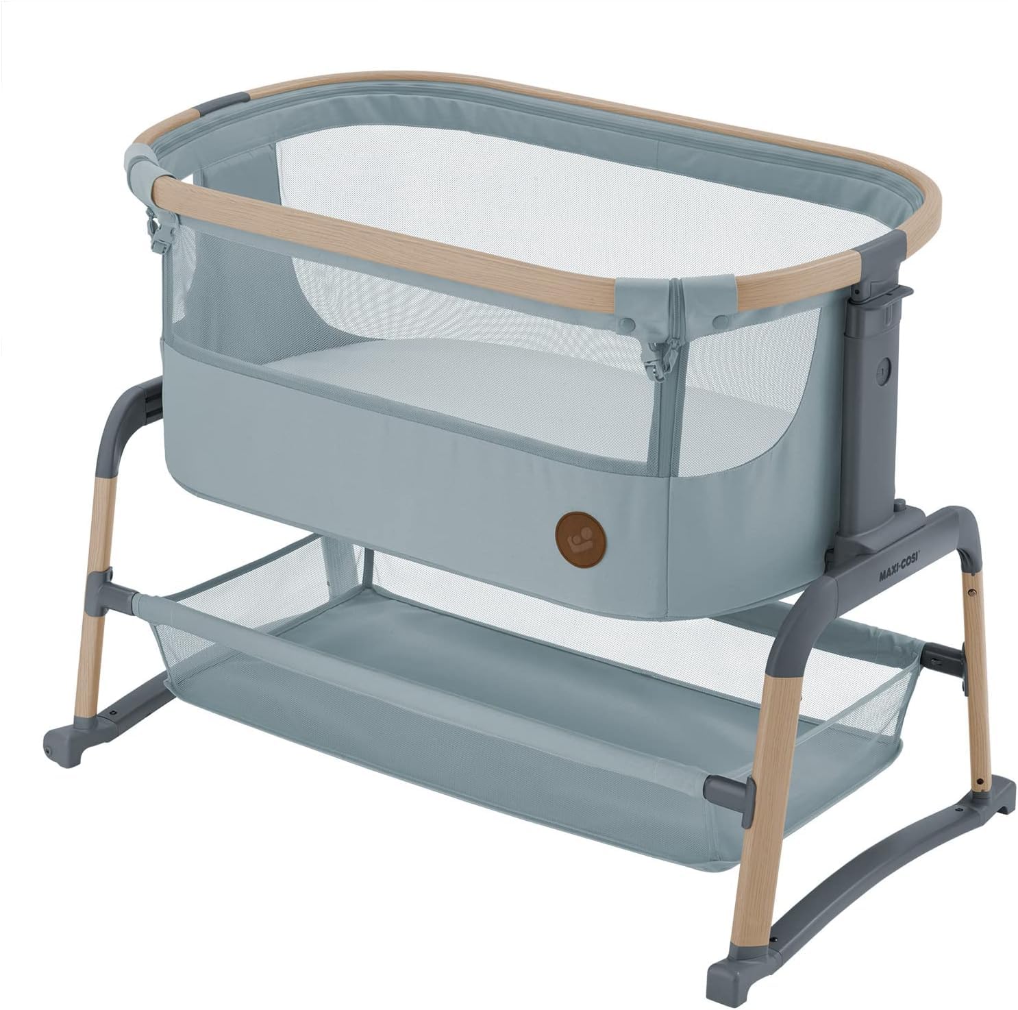 Maxi-Cosi Iora Air Culla Neonato, Tessuti Traspiranti Dappertutto, 0-6 mesi (9 kg), Culla Co-Sleeping,Altezza Regolabile, Ampio Cestello, 2 Ruote, Beyond Grey