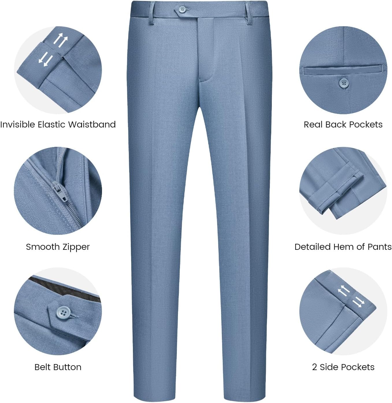 WULFUL Men’s Slim Fit Suit One Button 3-Piece Blazer Dress Business Wedding... - Picture 166 of 257