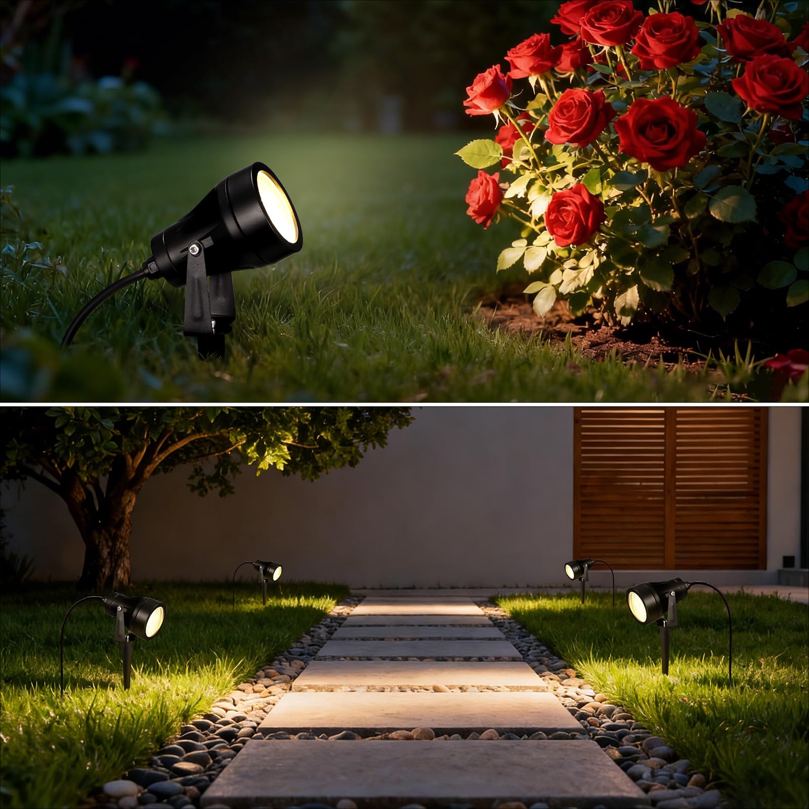 2 Pezzo Faretti da Giardino con Picchetto di Alimentazione 7W 700LM, Luci LED, Illuminazione per Giardino Impermeabile IP65, Faretto 220V 3000K Adatto per Pareti, Terrazze, Piante, Cavo da 2,5M