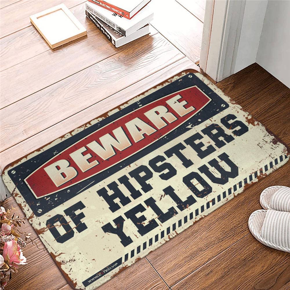 Tapis de bienvenue drôle Beware of Hipsters pour sublimer votre déco