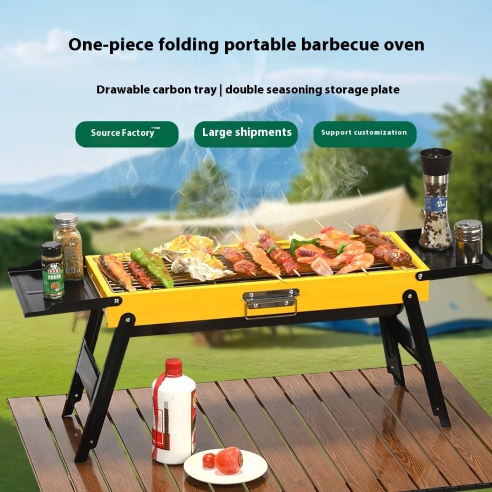 Grill węglowy ze stali nierdzewnej, przenośny składany grill, grill stojący, grill na kemping, imprezy i festiwale, przenośny grill, grill ogrodowy,