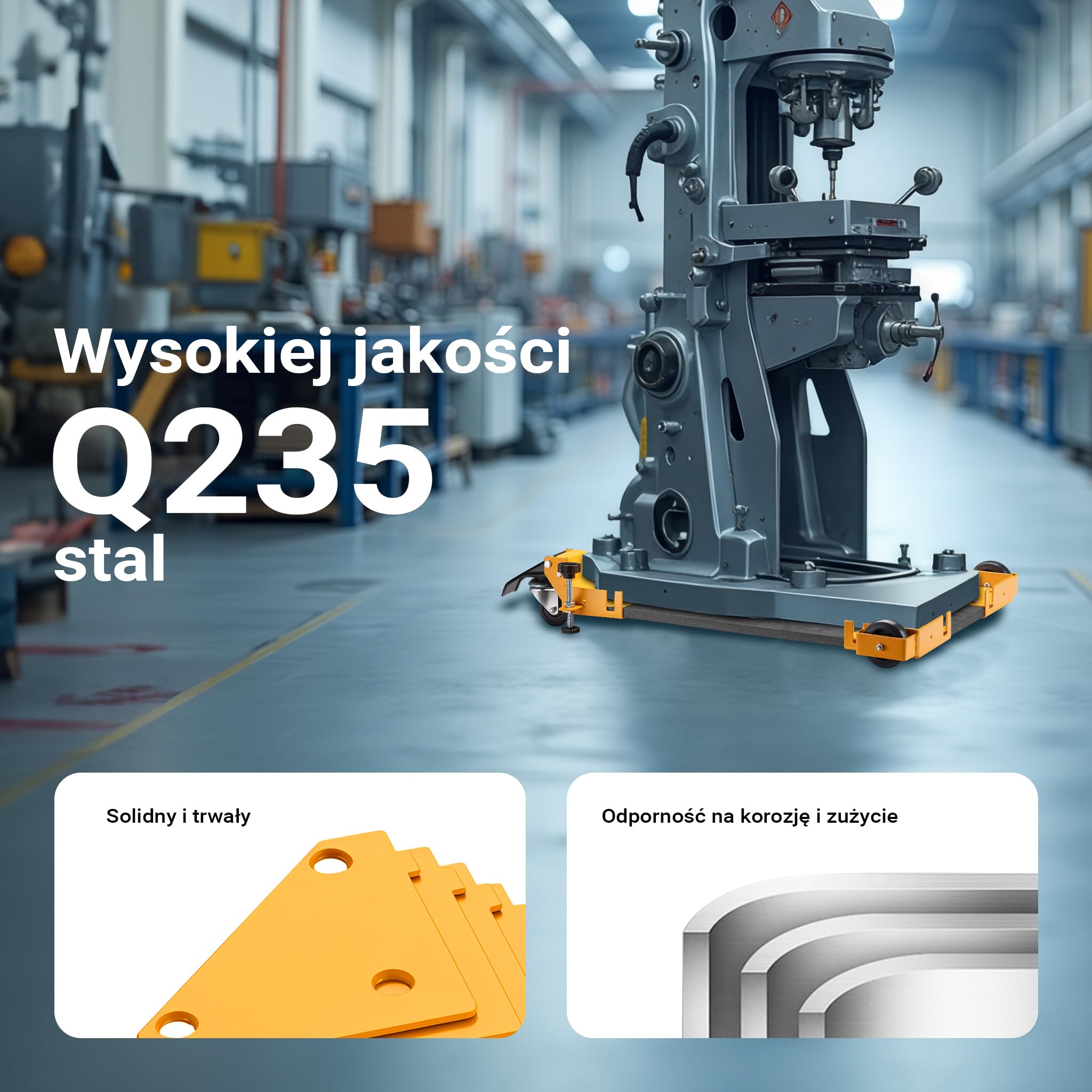 Wiltec Koła z boczną płytą montażową, zestaw 4 szt. 2x z hamulcem, do 180 kg, rolki montażowe do maszyn i wózków transportowych