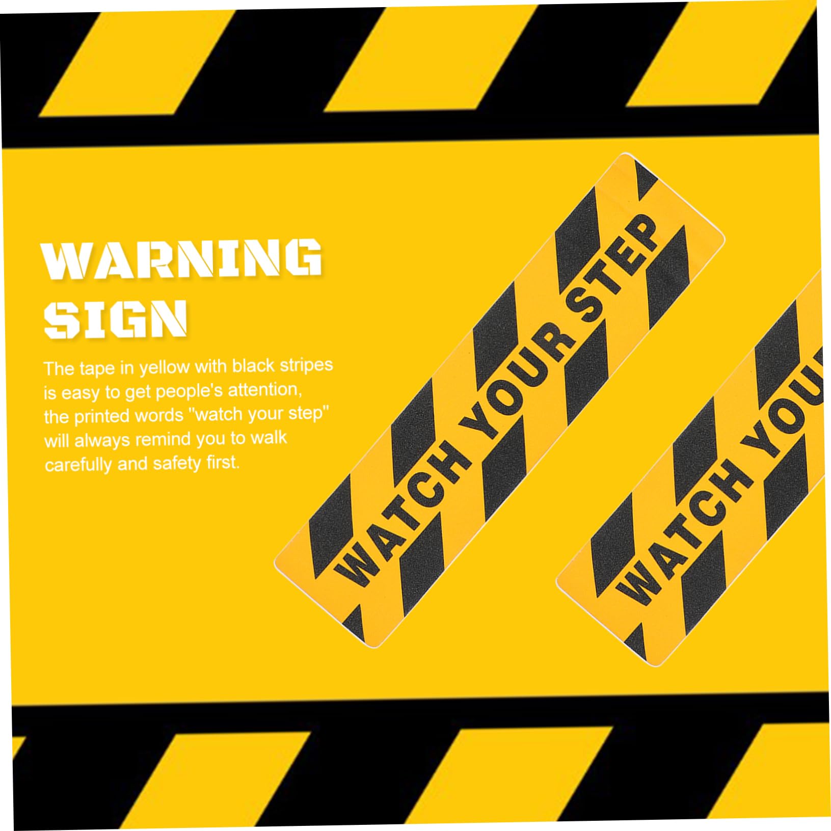 TOPBATHY 10 pezzi Nastro Antiscivolo Adesivo con Watch Your Step Strisce Antiscivolo per Scale e Passaggi Esterni Sicurezza Pet Resistente e Facile da Applicare