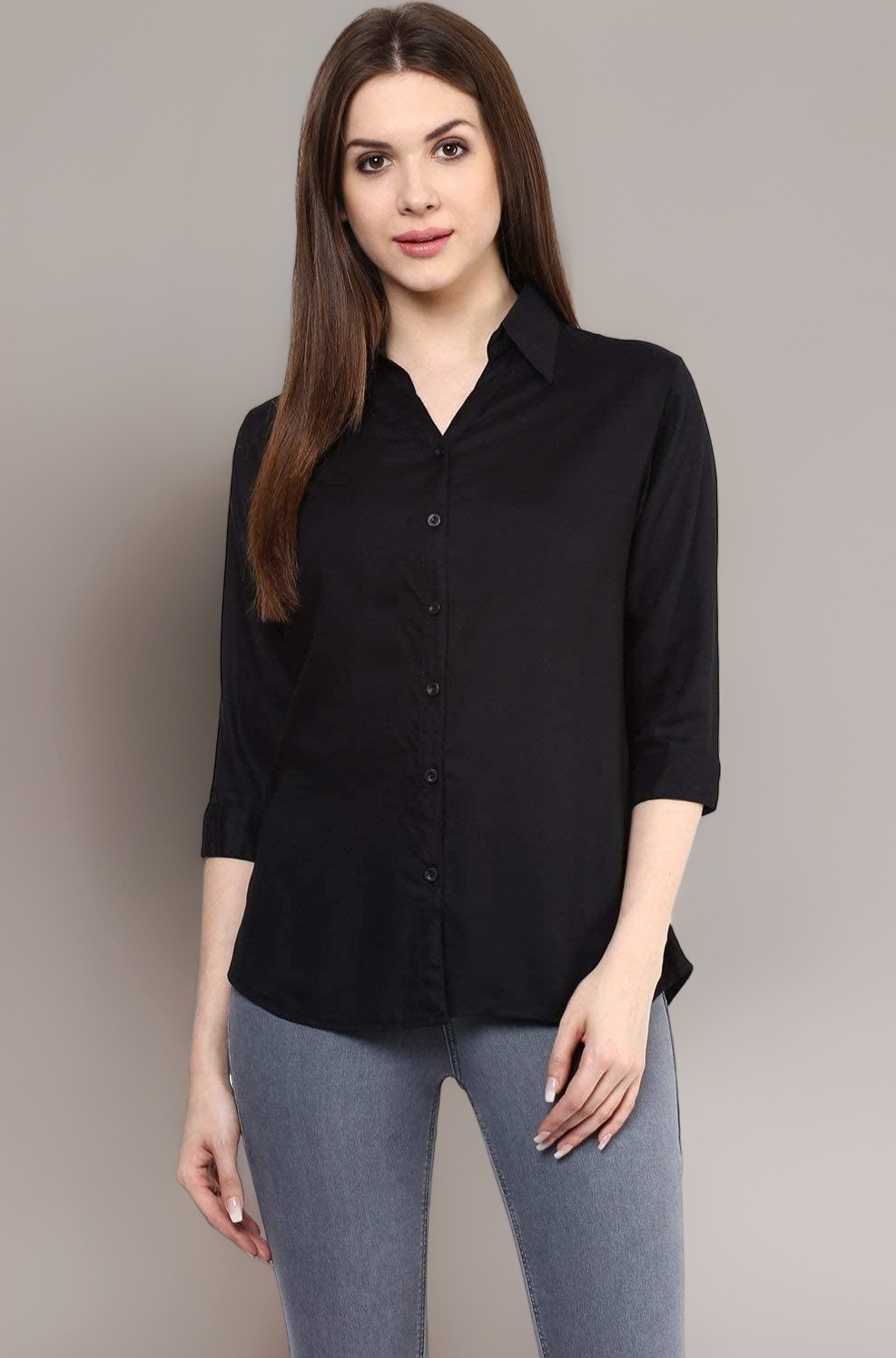 Leriya Fashion Women Crepe Solid Regular Fit Long Tops Oversized Shirt