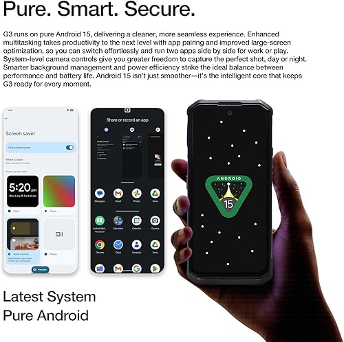 Miniatura 7 de AGM Teléfono inteligente Android resistente G3, 5G desbloqueado, pantalla de fluidos de 6.72 pulgadas FHD+120Hz, MTK 7300, cámara AI de 64 MP, carga