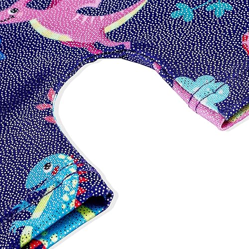Miniatura 6 de Belovance Leotardos de gimnasia para niñas pequeñas, leotardo brillante de arcoíris, dinosaurio, leopardo, estrellas, ciclista, secado rápido