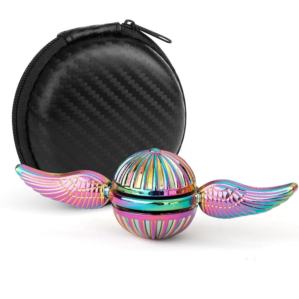 Hand Fidget Spinner Toy for Kids Adults, Rainbow Metal Sensory Ball Orb Toy for Boys Gilrs, Gift for Anxiety Stress Relief, Quiet Desk Toys Decoration for School Home Office