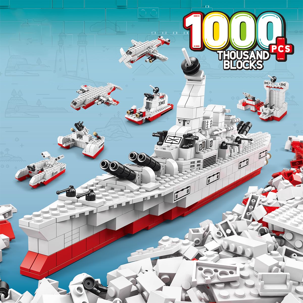 SKY LINE OCEAN 6-in-1 Ship Building Block Set Toys [White] | STEAM Kit for Kids | Build Boats, Yachts & More (1000+ Pcs) | Birthday Gift for Boys & Girls || 6 Months Structural Warranty-image-47