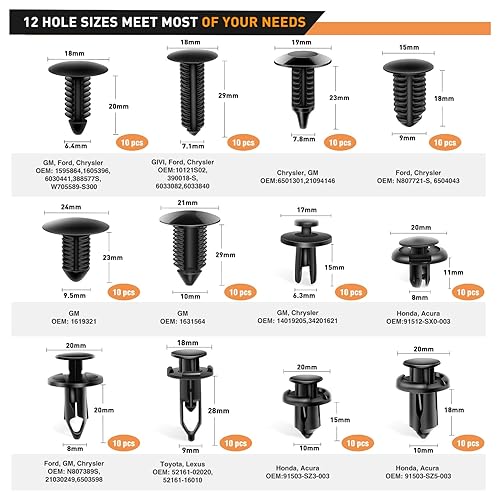 Miniatura 5 de GOOACC 238Pcs Trim Removal Tool, Auto Push Pin Bumper Retainer Clip Set Fastener Terminal Remover Tool Adhesive Cable Clips Pry Kit Car Panel Radio