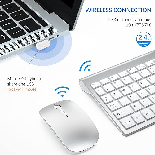 Miniatura 3 de TopMate Combo de teclado y mouse inalámbricos ultradelgados, mouse USB compacto silencioso de 2.4 G e interruptor de tijera con tapa, 2 pilas AA y 2
