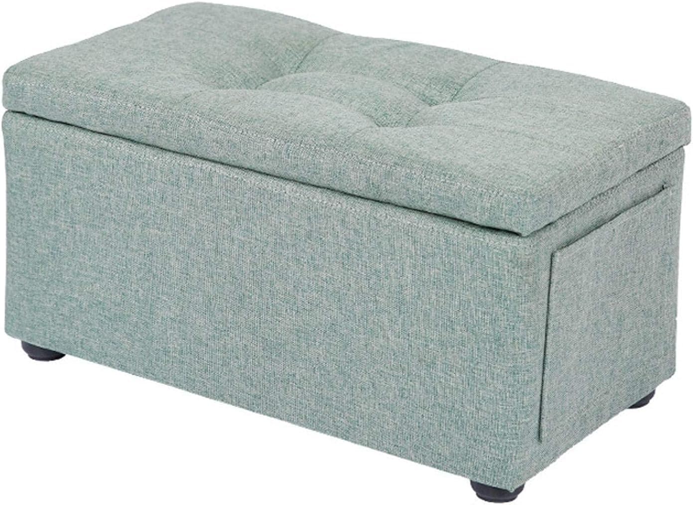 Repose-Pieds Ottoman de Style Européen Vert Clair, Finition Velours Élégante
