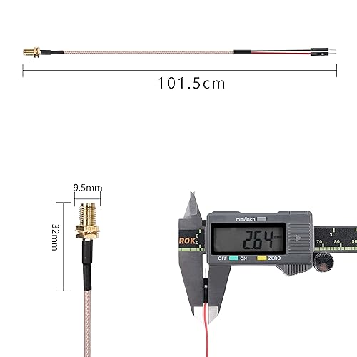 Miniatura 3 de XMSJSIY SMA hembra a Dupont cable coaxial de prueba coaxial conduce cable conector adaptador cable de extensión (rojo+negro)-1 unids