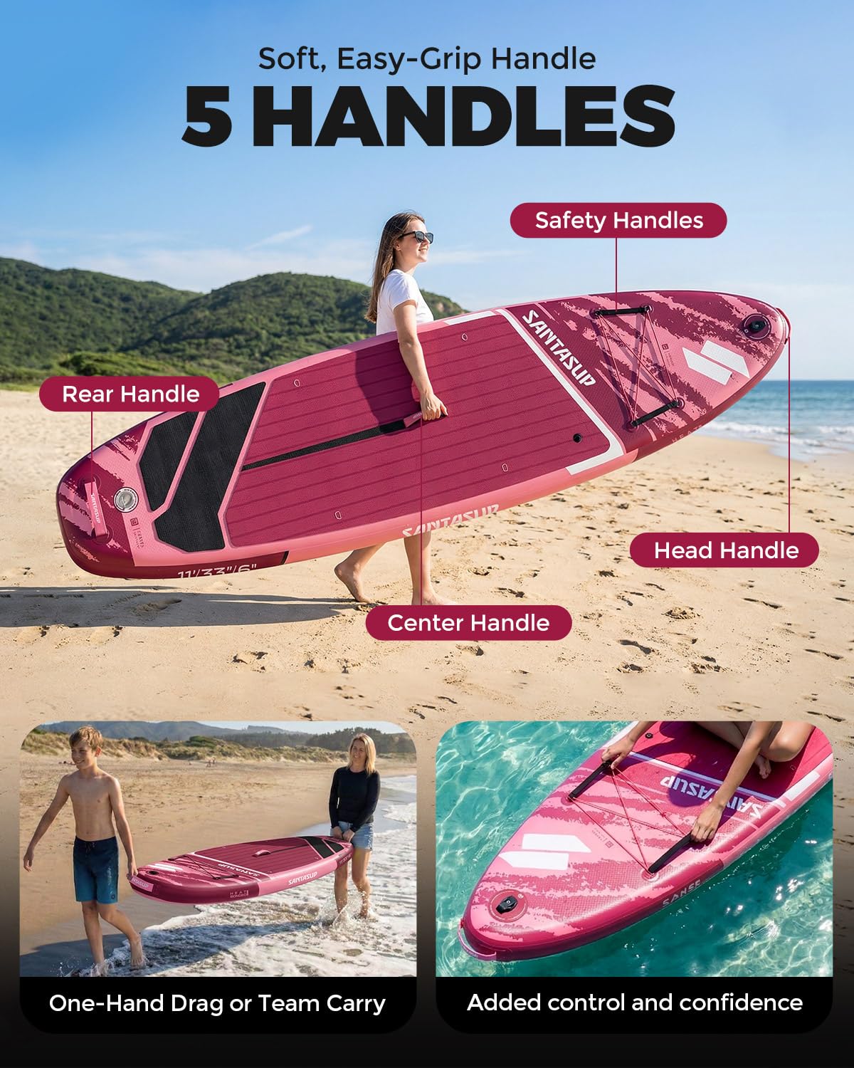 Tabla de Remo Inflable con Accesorios, Amplia Postura, para Adultos y Jóvenes