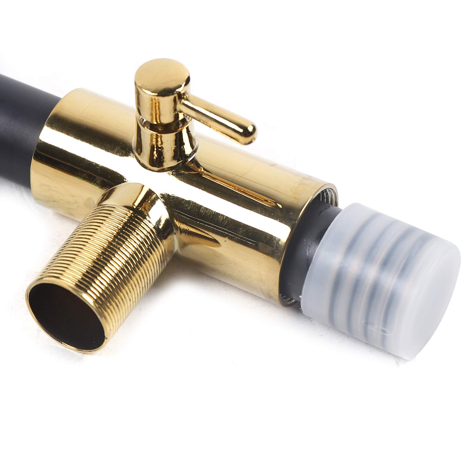 Sistemas de ducha, juegos de ducha, con estante pequeño, accesorios Rainshower, ducha de mano con disco (negro), ducha suave, características de ahorro de agua (negro + dorado)