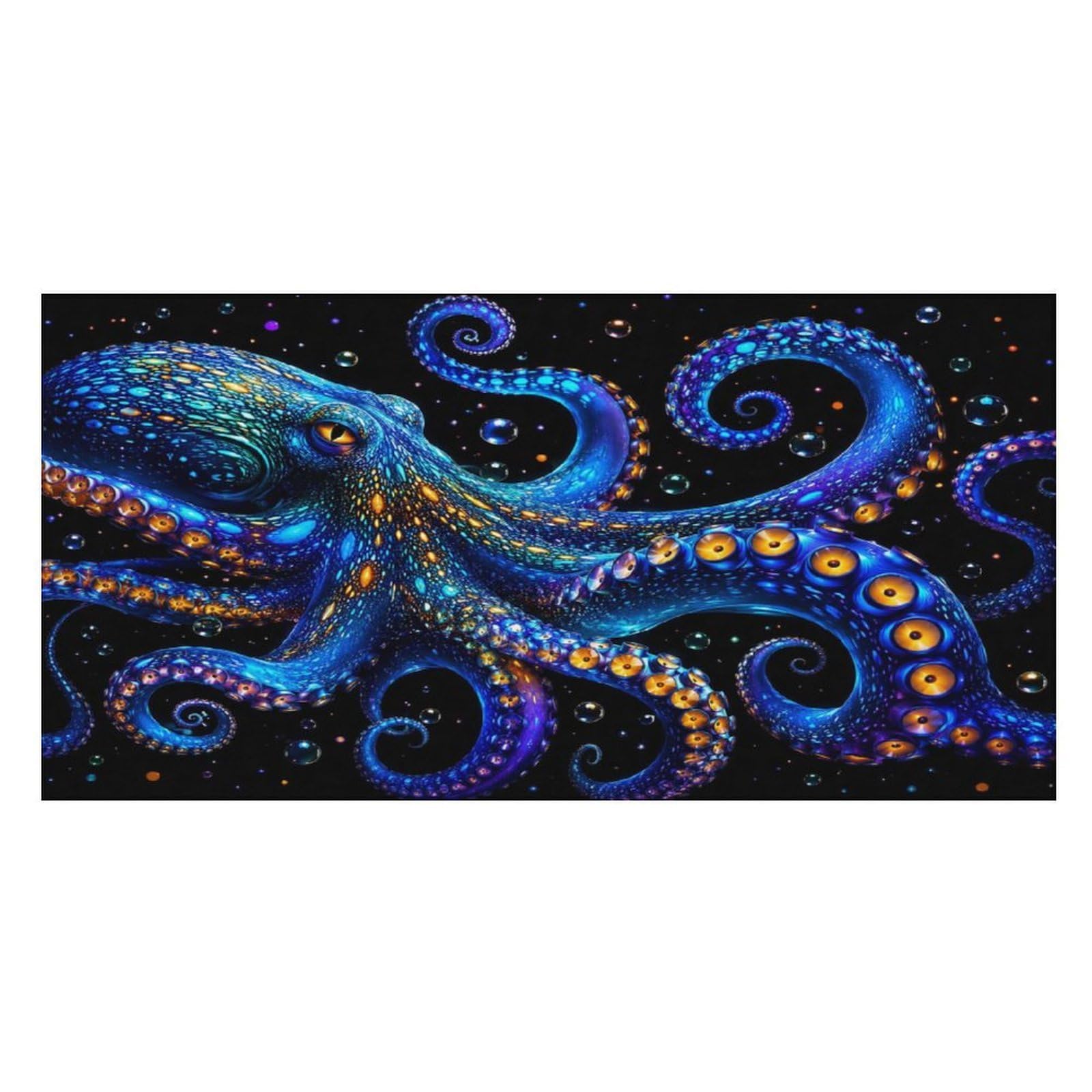 Anceky Blue Octopus with Glowing Eyes and Tentacles Oversized Beach Towel Quick Dry Sand Free Microfiber Travel Towel Lightweight Multi Purpose Beach Blanket Pool Gym Bath Towel 63x31 in