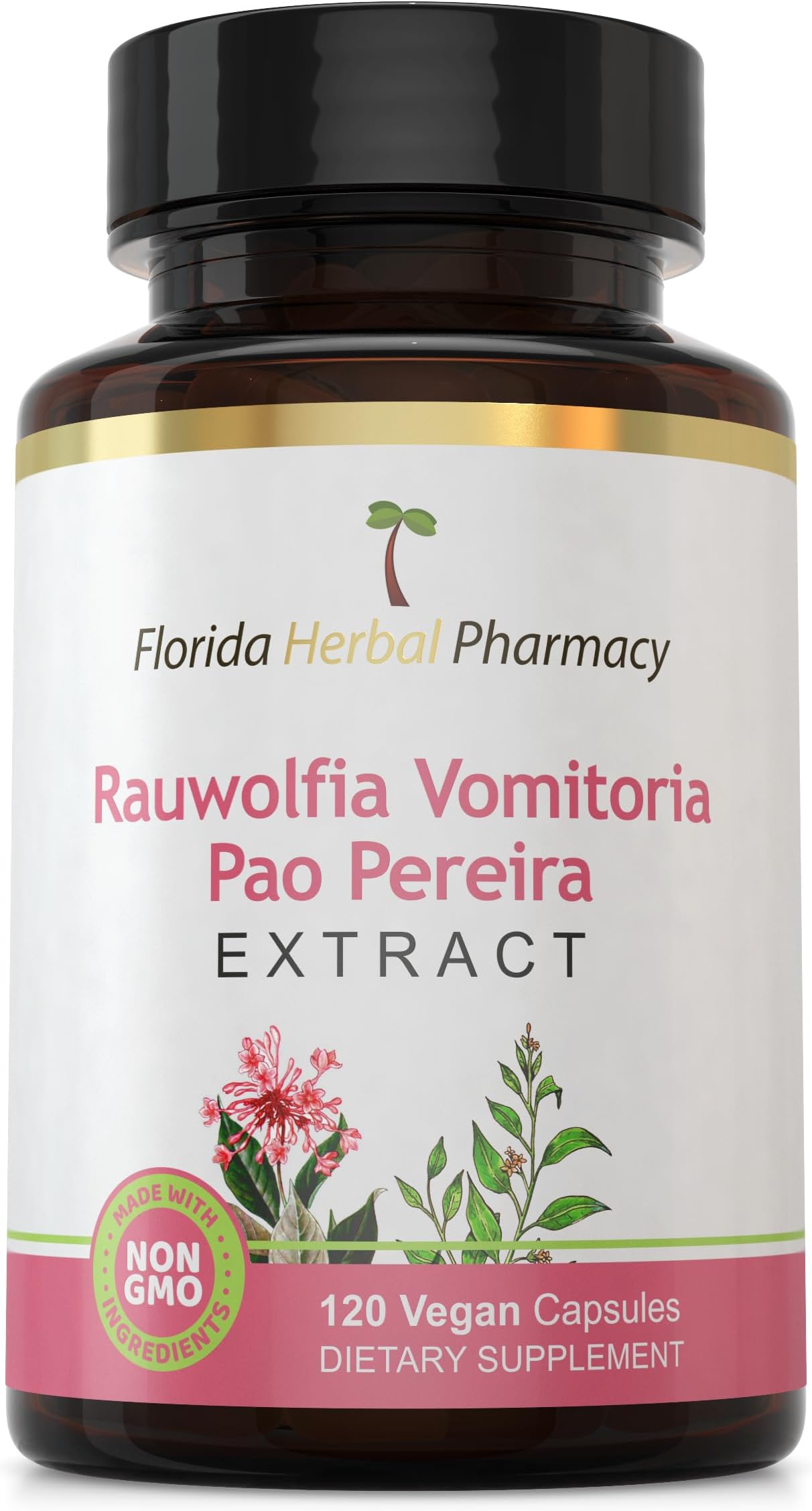 Florida Herbal Pharmacy, Pao Pereira - Rauwolfia Extract Capsules 10:1 (120 Capsules) 500 mg per Capsule, 500 mg Serving
