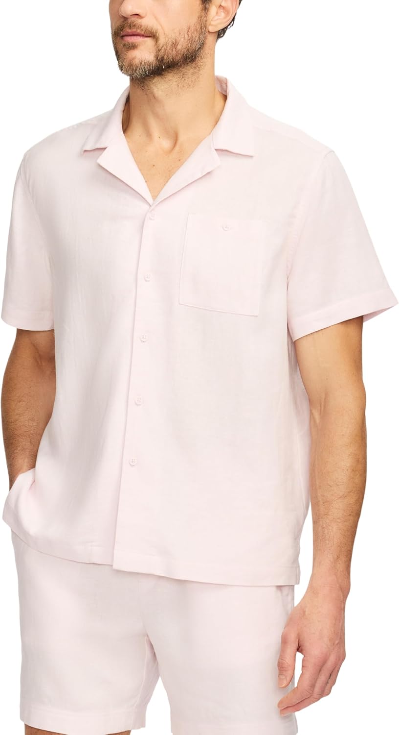 SAKS Fifth Avenue Men’s Short Sleeve Linen-Blend Woven Camp Shirt