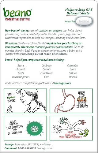 Miniatura 7 de Beano Ultra 800 suplemento de prevención de gases y enzimas digestivas 100 unidades