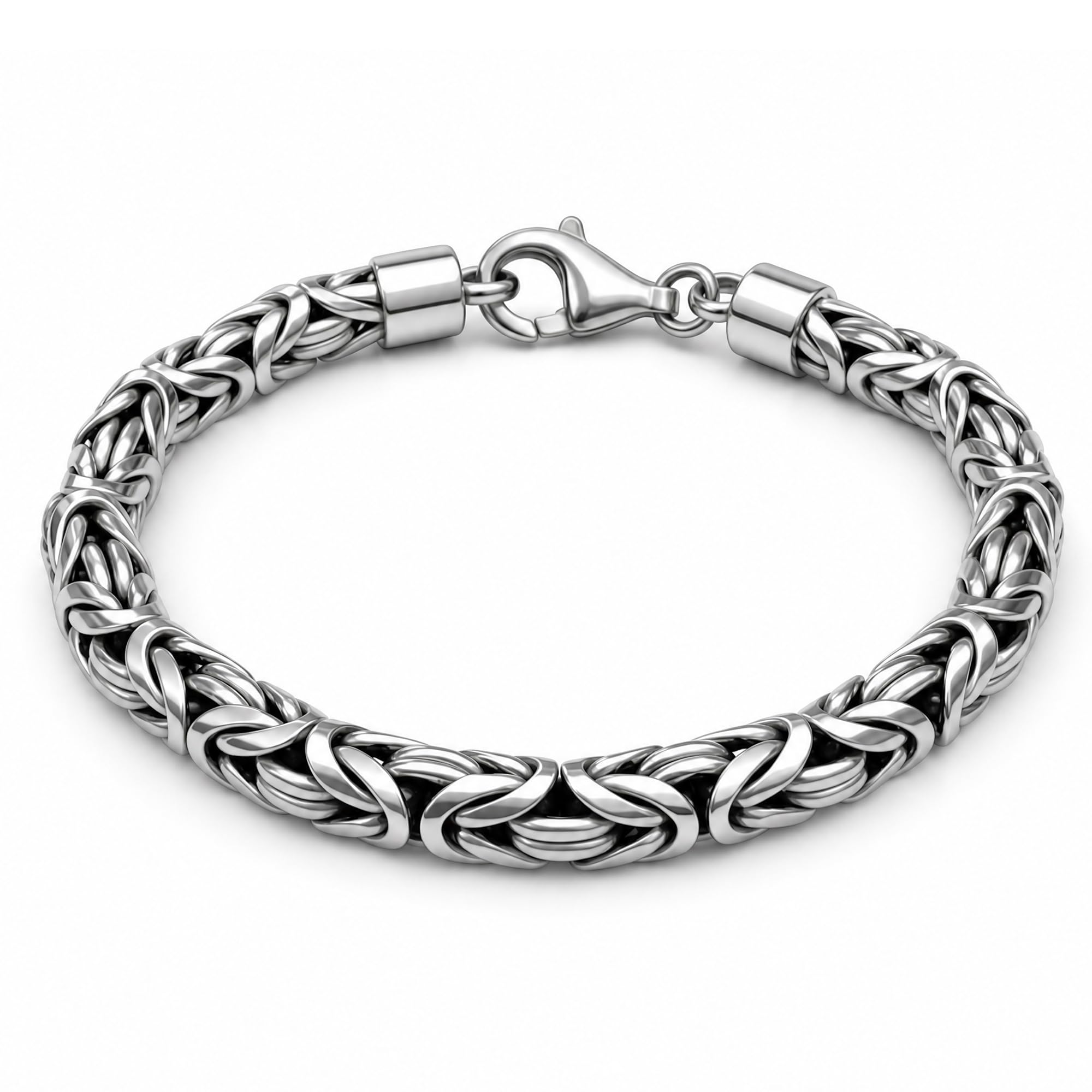 Königskette Armband 925 Silber Herren 6 mm handgefertigt 102094-0 | Massives 925er Sterling Silberarmband mit Schmuck Box Königsketten-Armband in den Längen 19 21 23 cm verfügbar