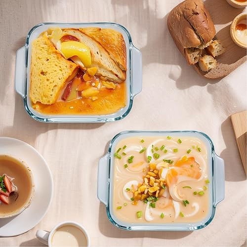 Miniatura 4 de Fuentes para Cazuela Pequeñas Paquete de 4, Fuente de Vidrio Cuadrada de 5 Pulgadas para Hornear Porciones Individuales Bandeja para Hornear para