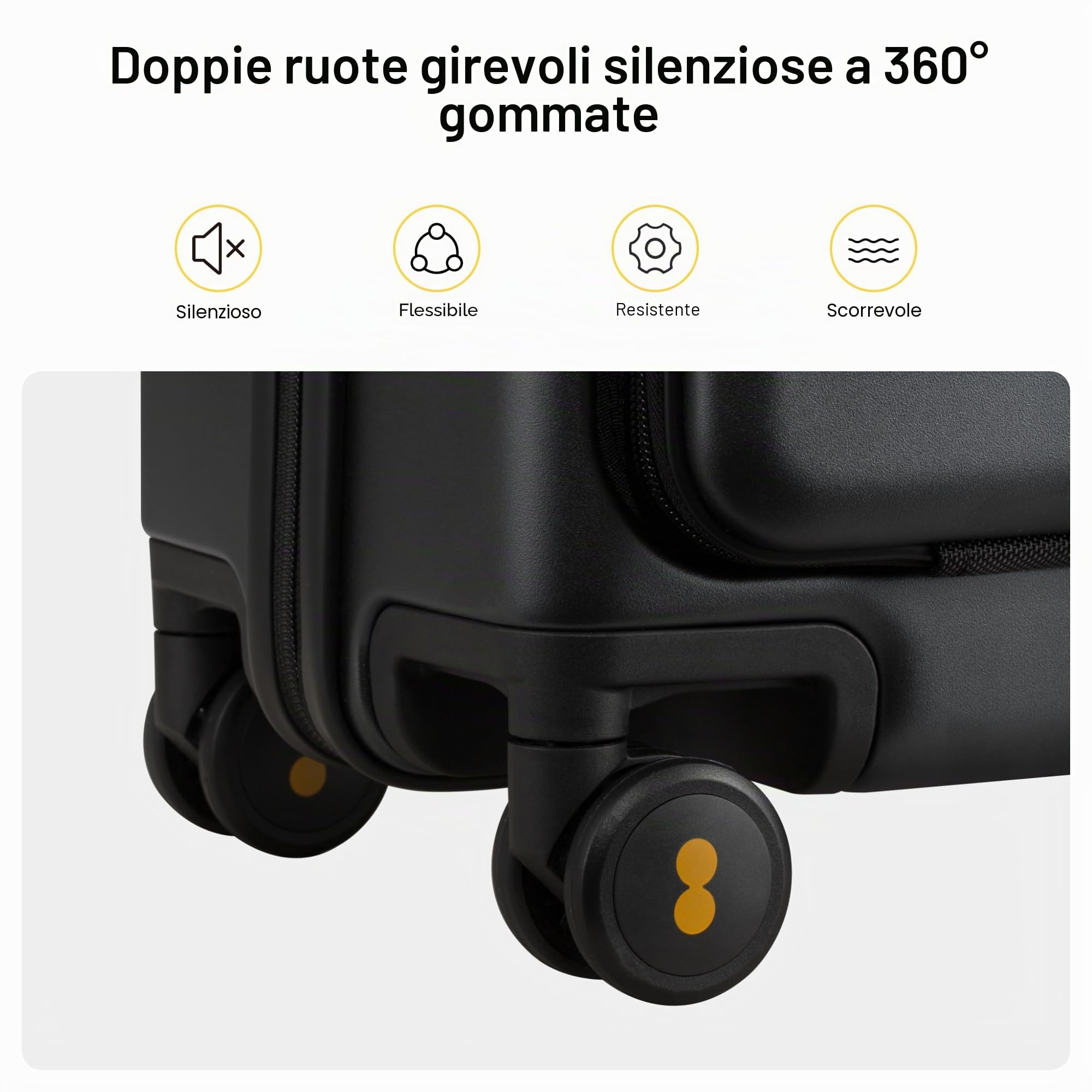 LEVEL8 Trolley Bagaglio a Mano con Tasca Frontale per Laptop, Valigia Trolley Rigido Ultra Leggero in PC Valigie con Chiusura TSA e 4 Ruote Doppie Girevoli, 55CM, 40L, Grigio