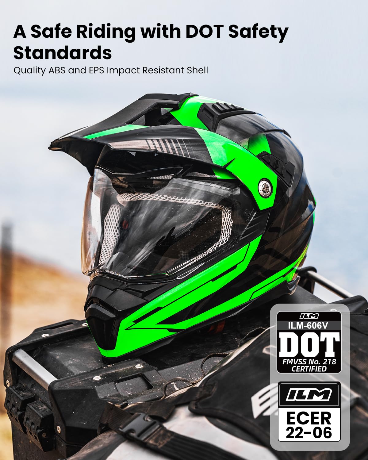 ILM Casque Moto Cross Homme Femme-Casque Moto Homologué ECE-Casque Cross Adulte avec Visière Dirt Bike ATV Modèle 606V