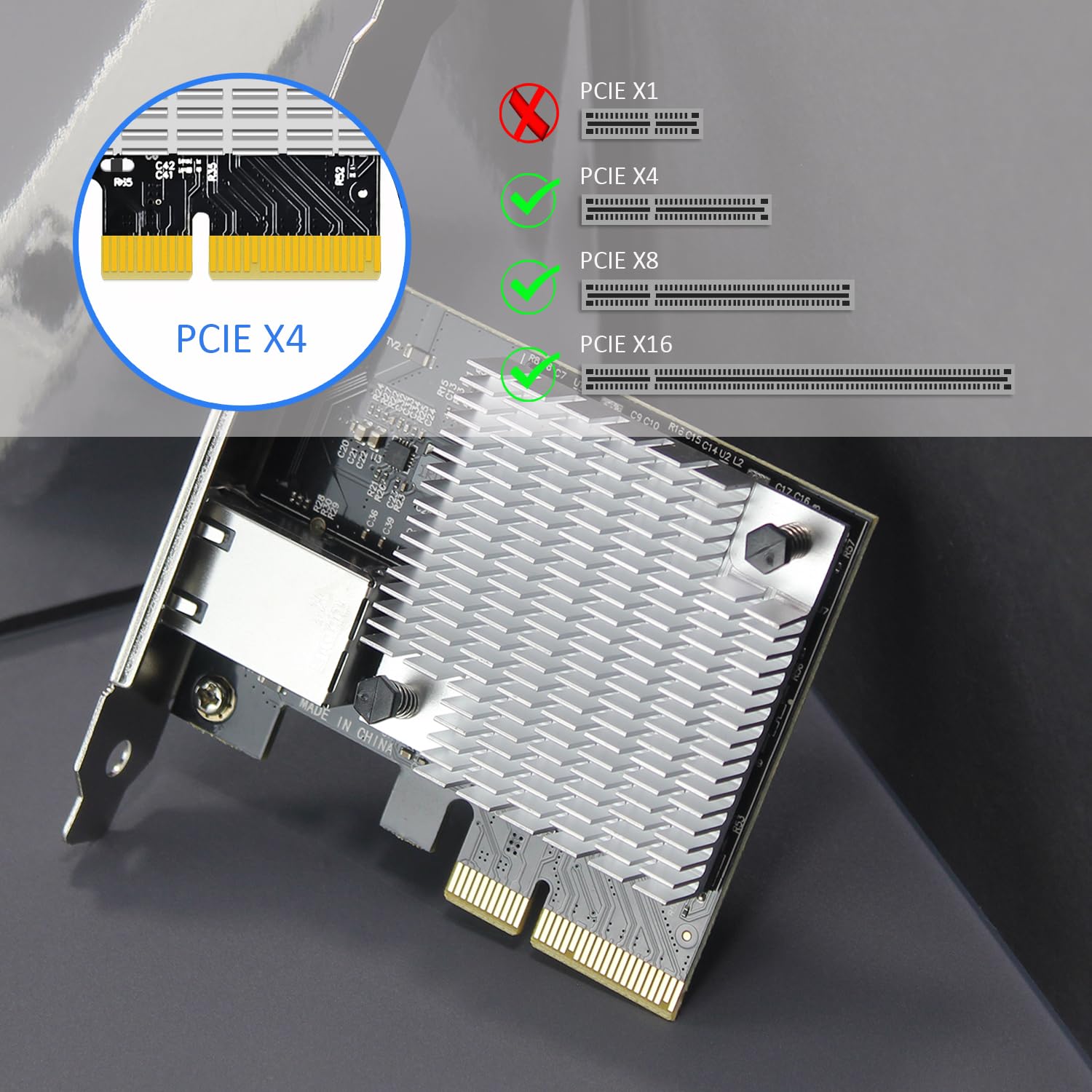 GLOTRENDS ST7357 Carte réseau 10Gb RJ45 avec contrôleur Marvell AQC107