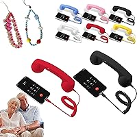 Vista 9 de Auricular retro para teléfono, receptor de teléfono celular de mano con micrófono y altavoz, sin demora, receptor de mango fijo estilo teléfono Negro