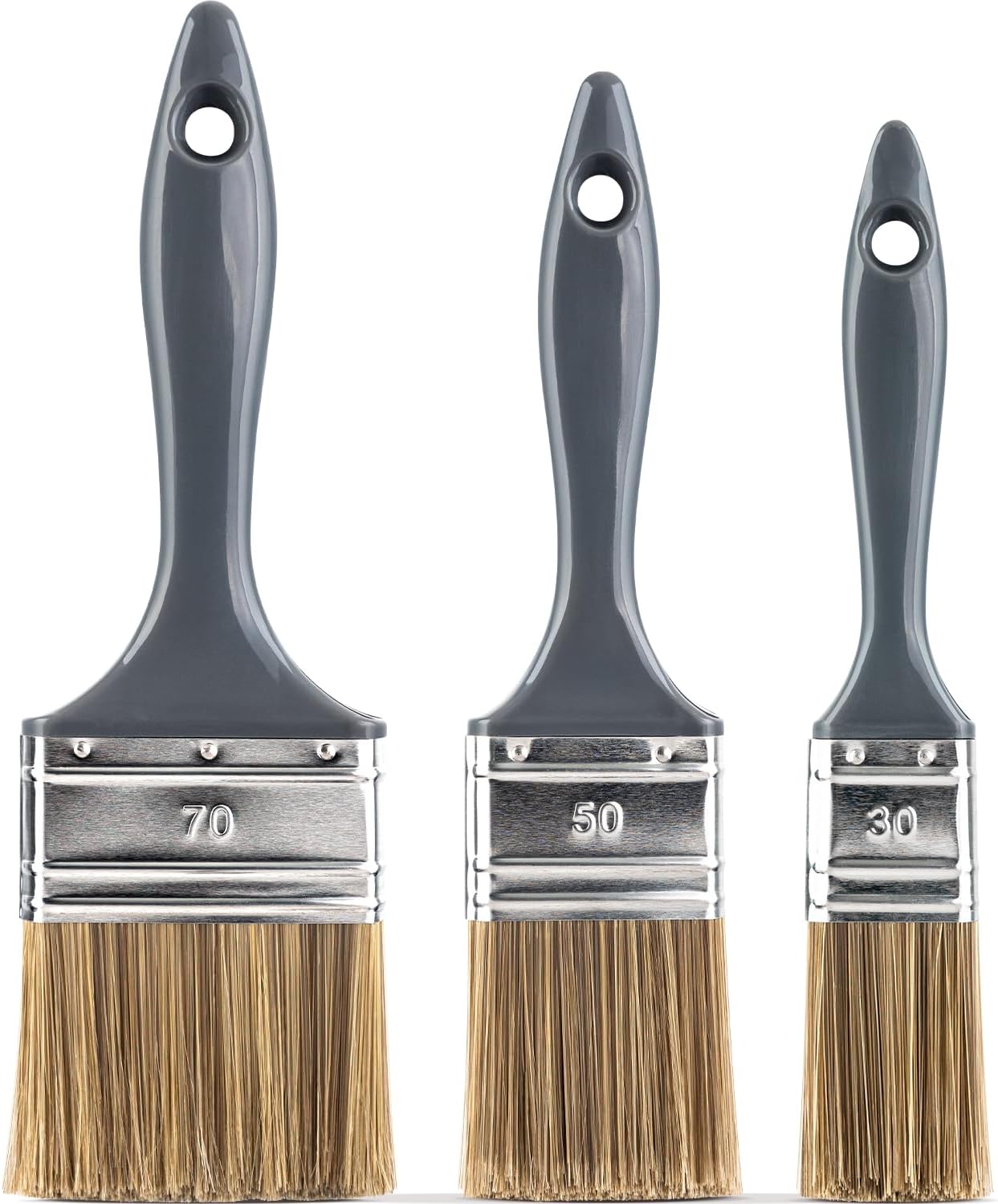 Color Expert 82650315 Complete Offer Set: 3 Flat Paint Brushes with Plastic Handle Width 30 / 50 / 70 mm