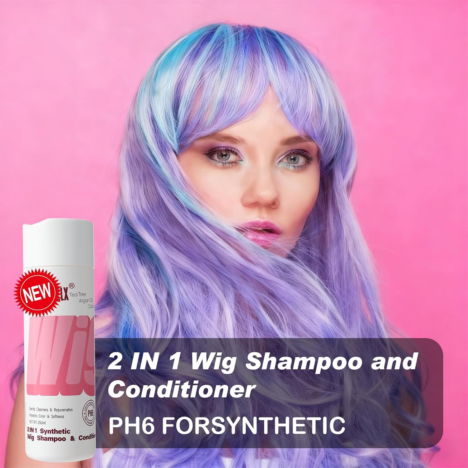 2 in 1 Shampoo & Conditioner for Wig,Extend the Life of a Wig,Enhances Shine & Softness, Deep Cleansing of Wigs,Wig Shampoo Wig Conditioner for Synthetic Wigs 250ml/8.45fl.oz (PH6)