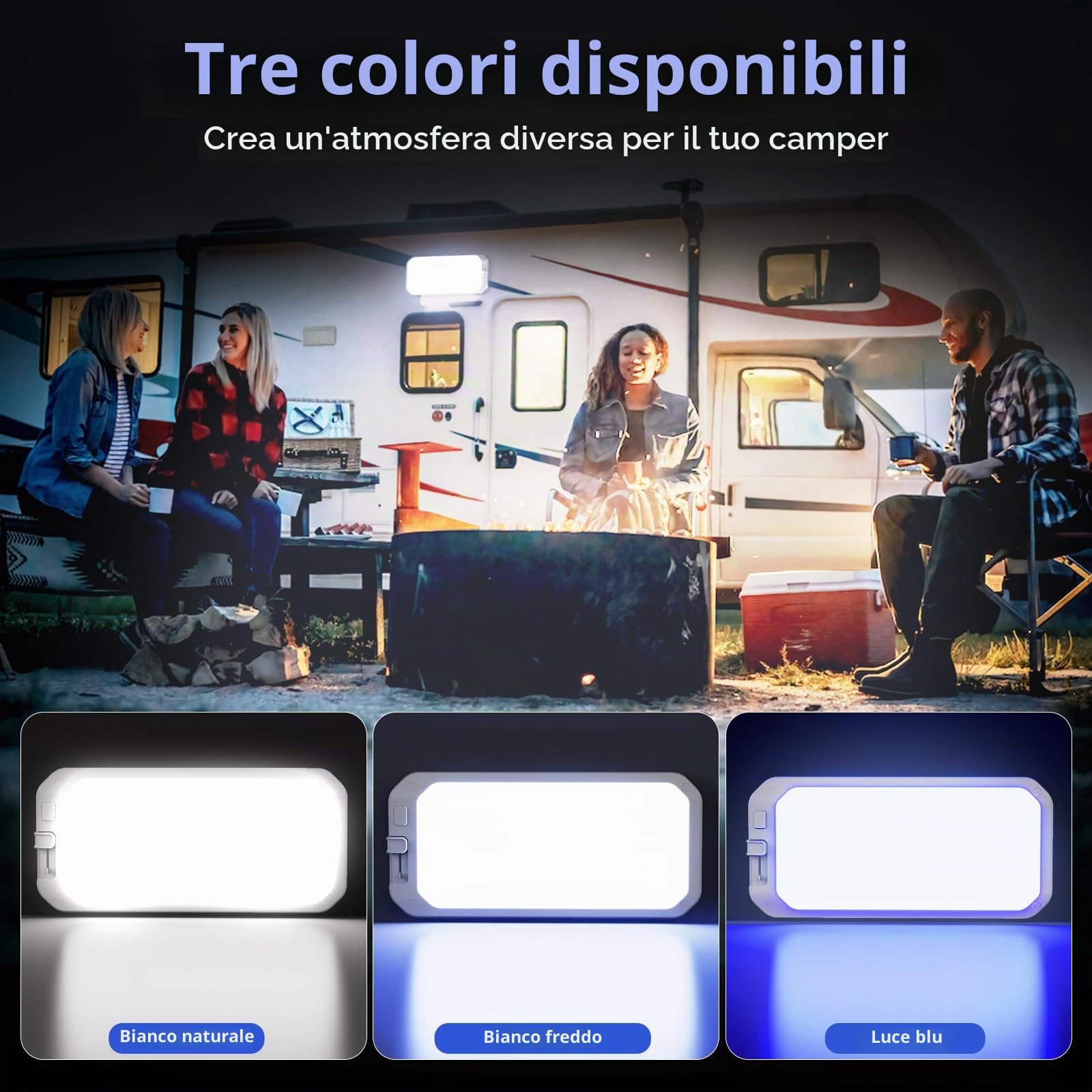 Plafoniera LED 12V Camper con Interruttore, 15W 1200LM Luci Camper Interno 12 V, 198 LEDs Plafoniera Interna per Rimorchio, Auto, Barca (Luce blu,1Pcs)