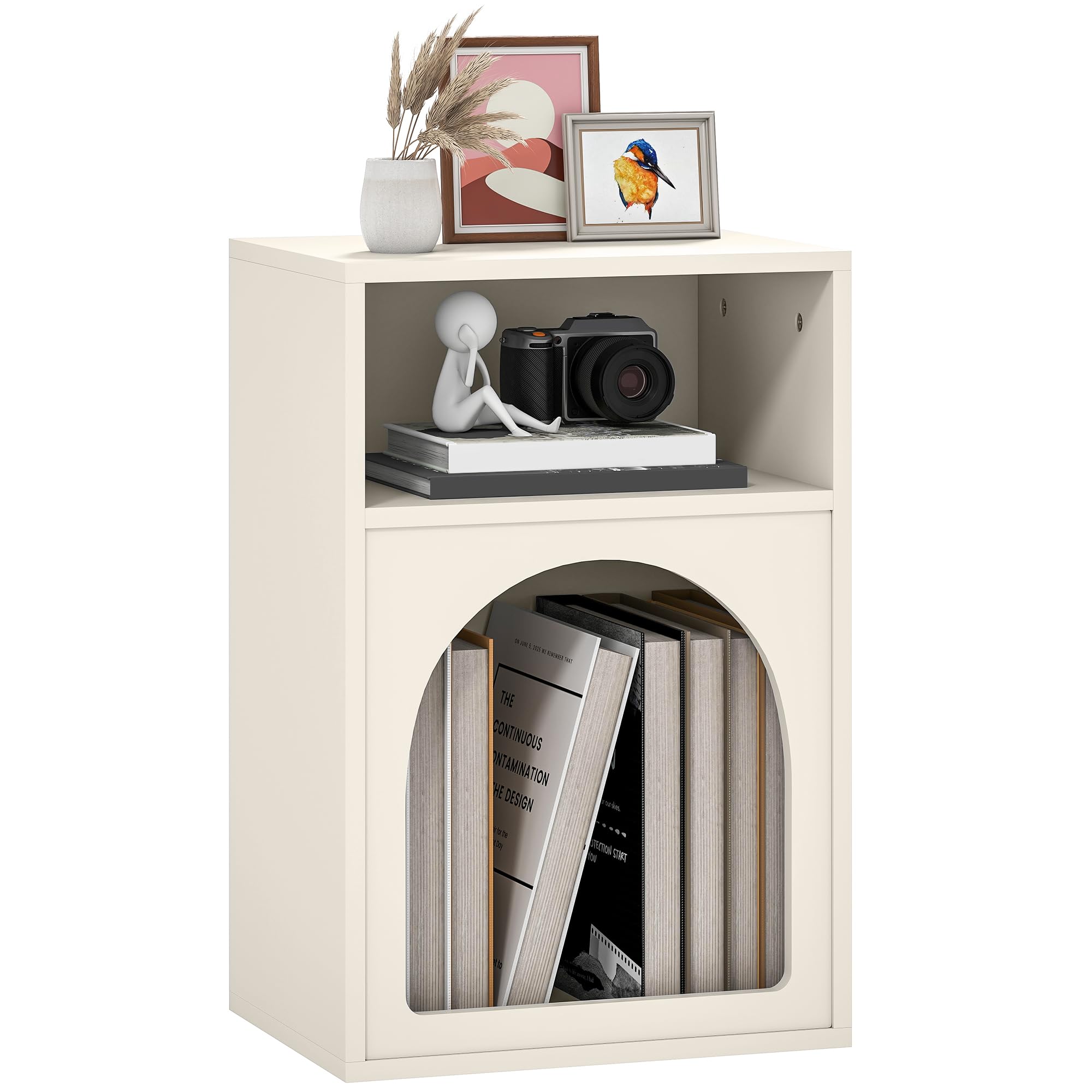 HOMCOM Comodino ad arco design 40x30x60cm Crema