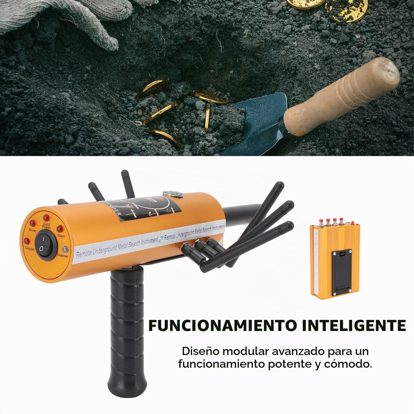 SIXRUN Detector de Metales Profesional, Buscador de Oro Plata Cobre y Piedras Preciosas con Alcance de 1200m y Detección de 30m de Profundidad para Exploración de Tesoros Subterráneos