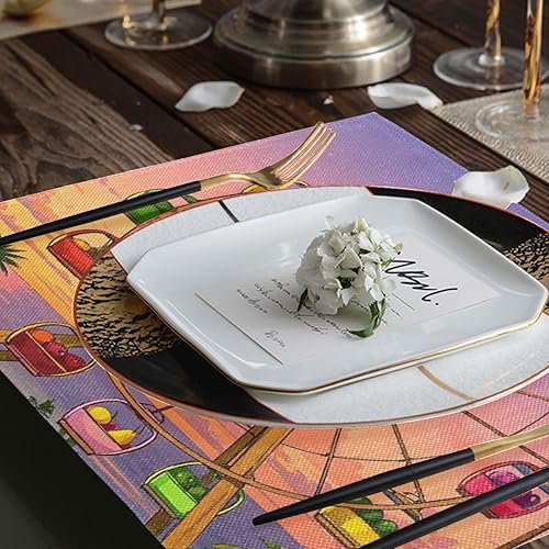 Miniatura 7 de Divertidos manteles individuales personalizados con diseño rústico para mesa de cocina, lavables, 6 unidades, 12 x 18 pulgadas, para mesa de comedor