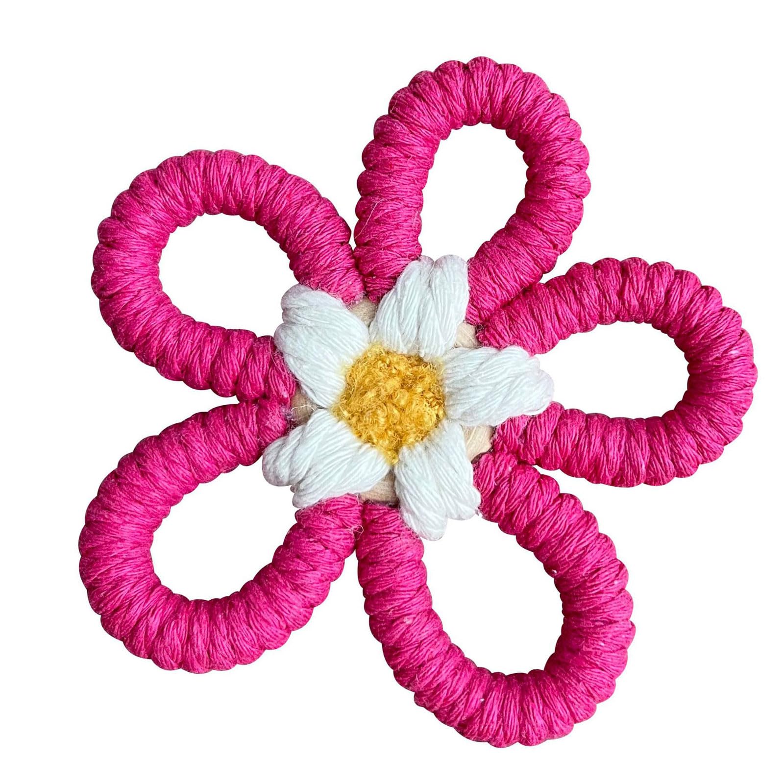 Buxuaaaa Handwoven Macrames Colorful Flower Ornament Wall Hanging Decoration Baby Kids Room Nursery Decors Dorm Photo Props Flower Wall Hanging