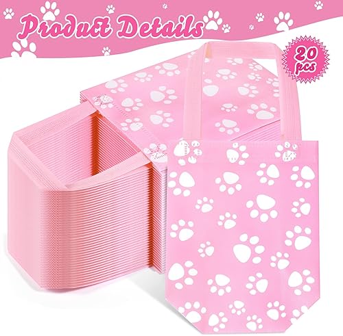 Miniatura 3 de Capoda 20 bolsas de patas con asa de 9.5 x 8.3 pulgadas, bolsas de regalo reutilizables para perros, bolsas de regalo para perros, no tejidas, para