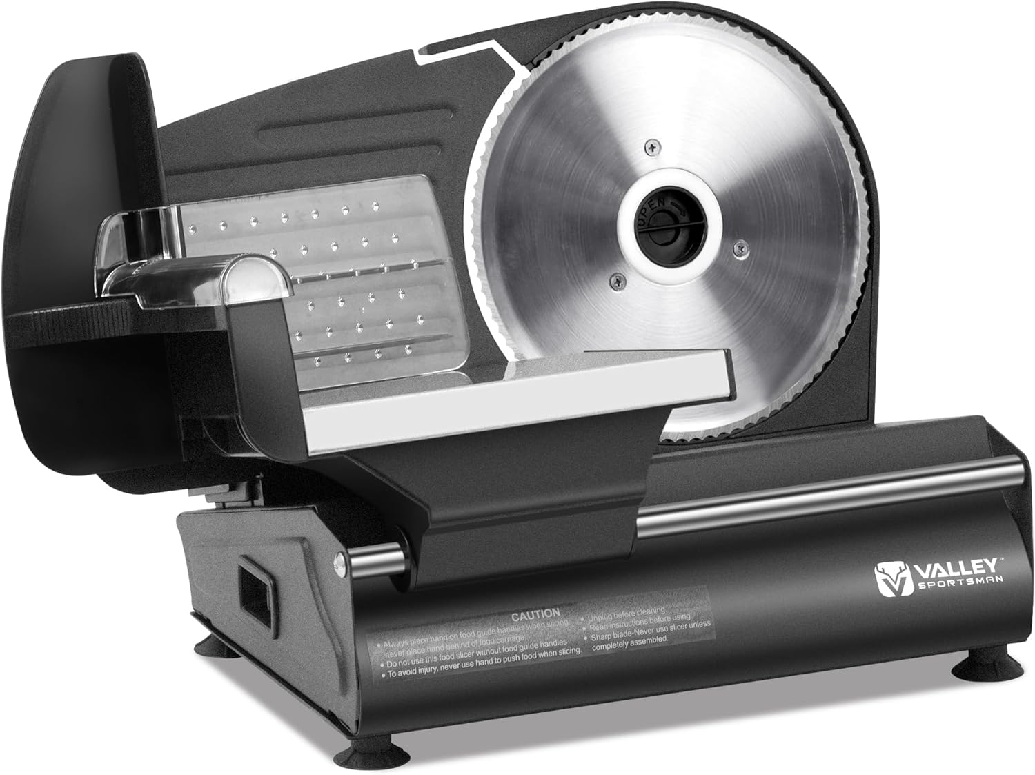 7.5″ Electric Meat Slicer Machine for Home, with Stainless Steel Blade, 180 W, Adjustable Thickness, Food Slicer, Easy to Clean, Cuts Meat, Bread, Cheese and Deli, Black